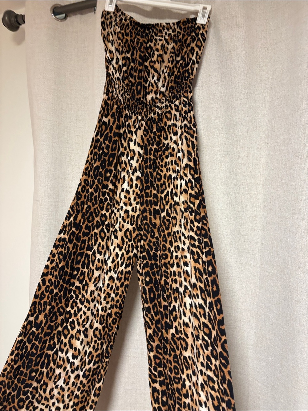 Forever 21 Leopard Print Strapless Jumpsuit - Tan/Black